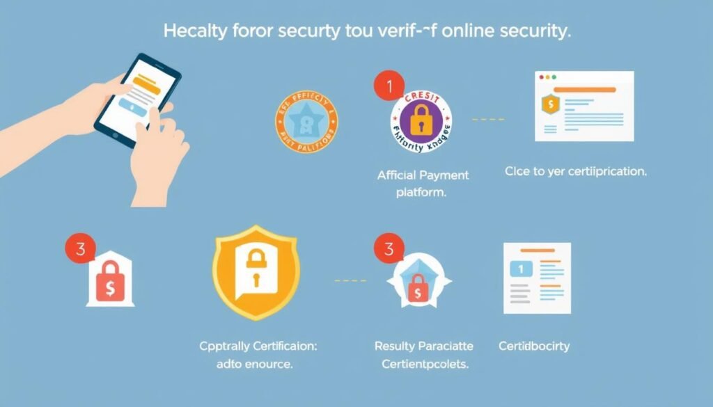 Ilustrasi langkah-langkah verifikasi keamanan platform pembayaran online terpercaya