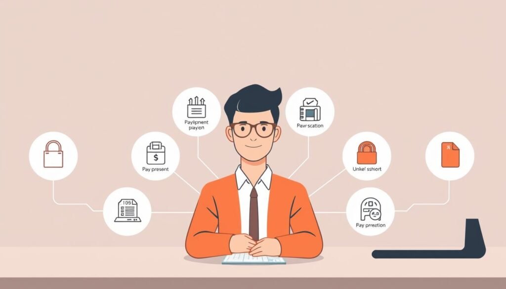 Ilustrasi memilih platform pembayaran online terpercaya dan aman dengan bijak