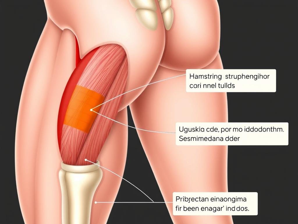 Ilustrasi otot tertarik pada bagian paha belakang (hamstring)