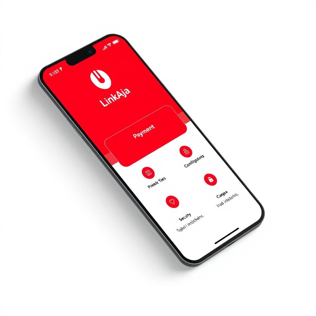 Logo dan tampilan aplikasi LinkAja sebagai platform pembayaran online terpercaya Logo dan tampilan aplikasi LinkAja sebagai platform pembayaran online terpercaya