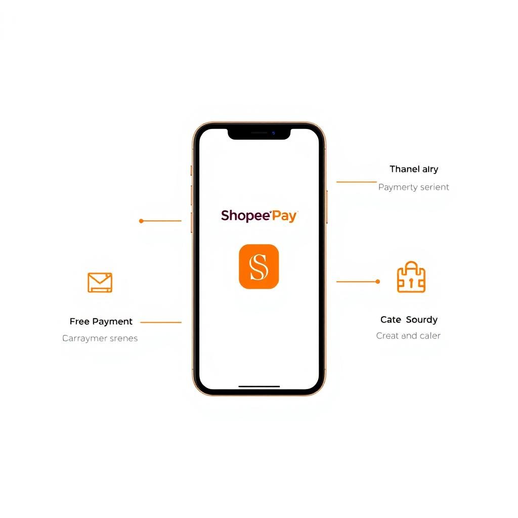Logo dan tampilan aplikasi ShopeePay sebagai platform pembayaran online terpercaya Logo dan tampilan aplikasi ShopeePay sebagai platform pembayaran online terpercaya