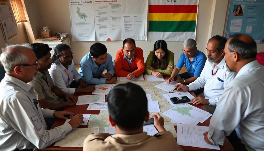 Pertemuan koordinasi bantuan kemanusiaan untuk Myanmar, menunjukkan upaya penanganan isu HAM di Myanmar melalui bantuan internasional